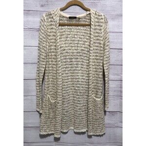Fylo London Women’s S Creme/Tan Stripe w/ Gold Metallics Knit Hooded Cardigan